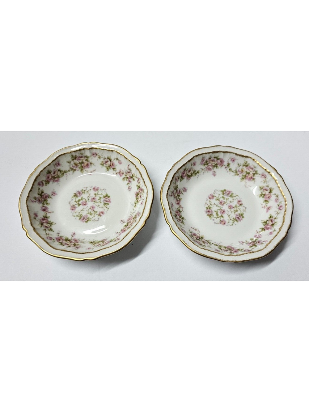 Theodore Haviland Schleiger #844 Set of 2 Berry Bowls Roses & Double Gold